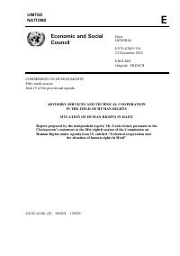 (2002-12) Situation of Human Rights in Haiti: Report of the Independent Expert (E/CN.4/2003/116)