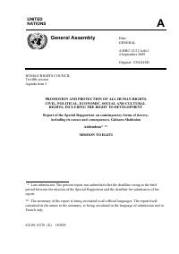 (2009-09) Report of the Special Rapporteur on contemporary forms of slavery, including its causes and consequences, Gulnara Shahinian: Addendum - Mission to Haiti (A/HRC/12/21/Add.1)