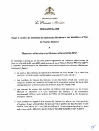 (2020-04) Prime Minister's Circular No. 002 Capping Ministerial and Secretary of State Cabinet Staffing