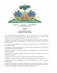 (2016-09) Order Opening Supplementary Credits for Electoral Activities in the 2015-2016 Budget