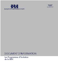 Information Document: BRH Incentive Programs