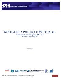 BRH Monetary Policy Note (2022-Q1)