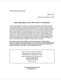 (1999-09) Haiti Staff Report for the 1999 Article IV Consultation