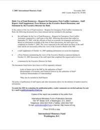 (2005-11) Haiti Request for Emergency Post-Conflict Assistance II