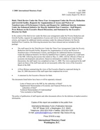 (2008-07) Haiti Third PRGF Review