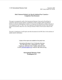 (2009-08) Haiti Enhanced HIPC Completion Point Document
