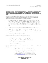 (2010-08) Haiti 2010 Article IV Consultation and ECF Request
