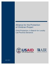 Child Protection: A Search for Locally Led Positive Deviance