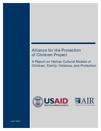 A Report on Haitian Cultural Models of Children, Family, Violence, and Protection