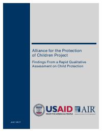 Findings From a Rapid Qualitative Assessment on Child Protection