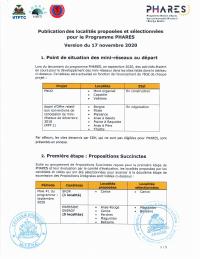 (2020-11) PHARES: Proposed and Selected Localities, 17 November 2020 edition