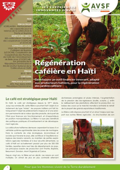 Rejenerasyon kafe an Ayiti: dispozitif kredi ak konsèy KOREJADEN (fich eksperyans inovan AVSF, 2017)