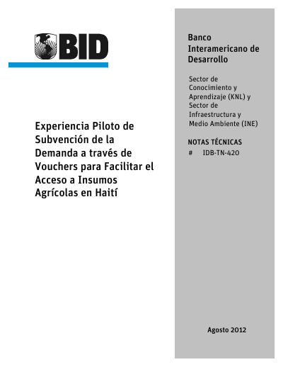 Piloting Demand-Side Subsidy through Vouchers for Access to Agricultural Inputs in Haiti