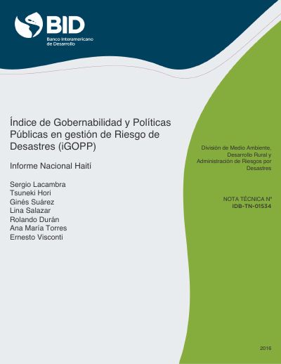 Endis Gouvènans ak Politik Piblik nan Jesyon Risk Dezas (iGOPP): Rapò Nasyonal, Ayiti