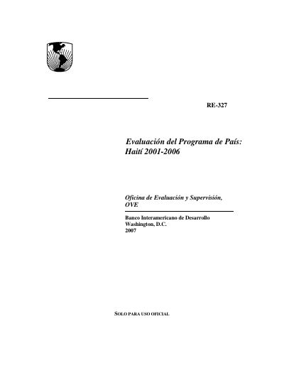 Evalyasyon Pwogram Peyi: Ayiti 2001-2006