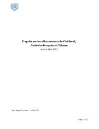 (2022-05) Investigation into the Gang Armed Confrontations in Cité-Soleil, Croix-des-Bouquets and Tabarre, April to May 2022