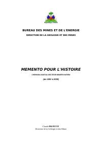 Memento pour l'histoire : chronologie du secteur minier haïtien de 1492 à 2000