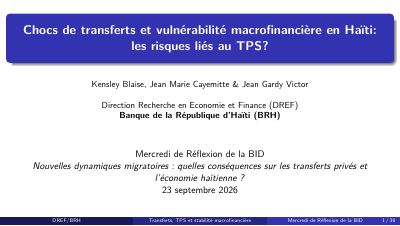 Chocs de transferts et vulnérabilité macrofinancière en Haïti : les risques liés au TPS