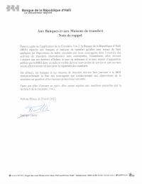 Reminder Note to Circular 114-2 to money transfer houses