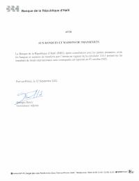 Notice to Circular 114-3 to money transfer houses