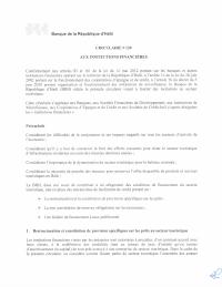 Circular 130 to financial institutions