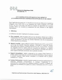 Circular 7-1 to savings and credit cooperatives