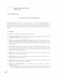 Circular on credit-risk management in microfinance institutions