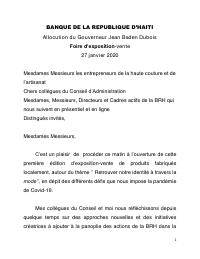 (2020-01) Governor's address at the BRH exhibition and sales fair