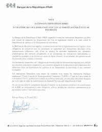 (2022-08) Note to financial institutions on cooperation with AML/CFT investigation and prosecution authorities