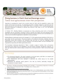 Doing Business in Haiti's Food and Beverage Sector: Twelve Local Agribusinesses Share Their Perspectives