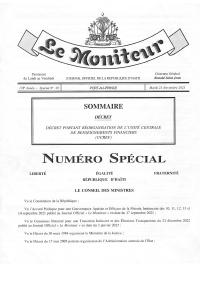 (2023-09) Decree Reorganising the Financial Intelligence Unit (UCREF) (Le Moniteur, Special No. 30)