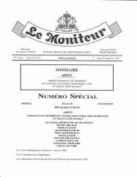 Arrêté appointing the members of the Provisional Electoral Council and fixing their mandate (Le Moniteur, Special No. 48)
