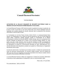 Activation of the joint electoral security cell for the referendum and electoral processes