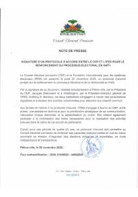 Memorandum of understanding between the CEP and IFES on strengthening the electoral process