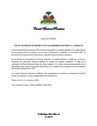 Handover of the draft decree and the electoral calendar to the executive