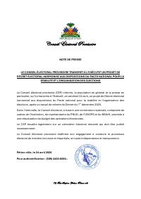 The CEP transmits to the executive a draft electoral decree harmonised with the National Pact