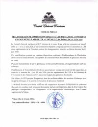 Meetings of a joint CEP-Primature commission on changes to the electoral decree of 2 June 2026