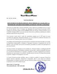 CEP/DC/052-2526: Rankont yon delegasyon CEP an misyon nan Kanada ak minis Afè etranjè sou vòt dyaspora