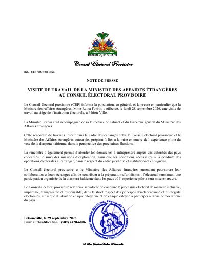 CEP/DC/066-2526: The Foreign Affairs Minister visits the CEP on the pilot of the diaspora vote