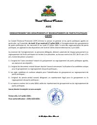 Notice: registration of groupings and regroupings of approved political parties