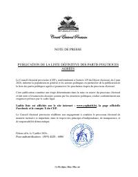 Publication of the definitive list of approved political parties