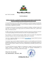 Publication of the list of political groupings registered for the next elections