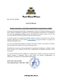 Publication of the list of approved political groupings