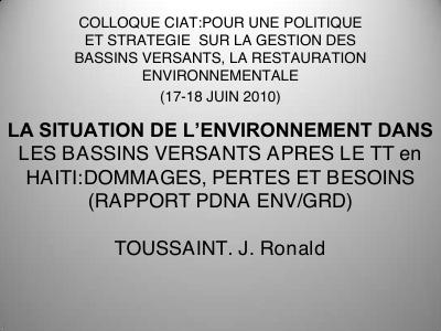 (2010-06) The State of the Environment in Watersheds after the Earthquake: Damage, Losses and Needs (PDNA Environment and DRM Report)
