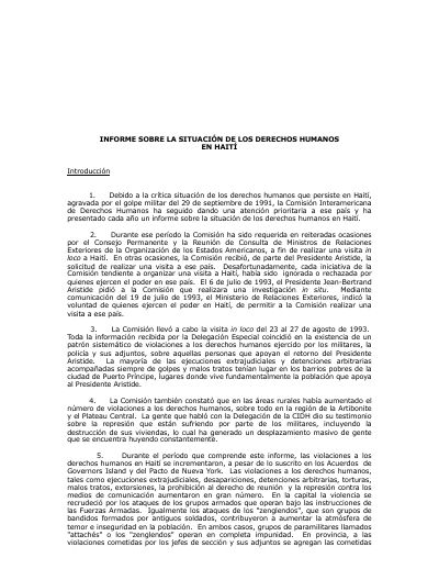 Report on the Situation of Human Rights in Haiti (1994)