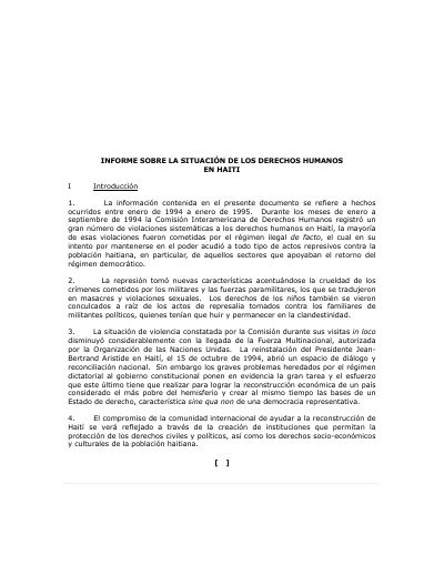Report on the Situation of Human Rights in Haiti (1995)