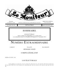 Loi électorale, votée les 2 octobre et 27 novembre 2013 (Le Moniteur, 168e année, No 229, 10 décembre 2013)