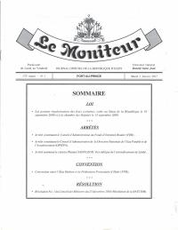 Loi portant régularisation des frais scolaires, votée les 10 et 13 septembre 2009 (Le Moniteur, 172e année, No 1, 3 janvier 2017)