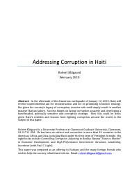 (2010) Addressing Corruption in Haiti