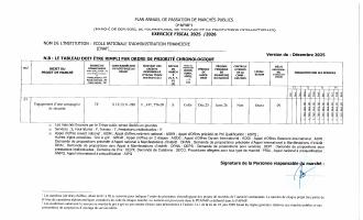 Plan anyèl pasasyon mache piblik ENAF, egzèsis 2025-2026